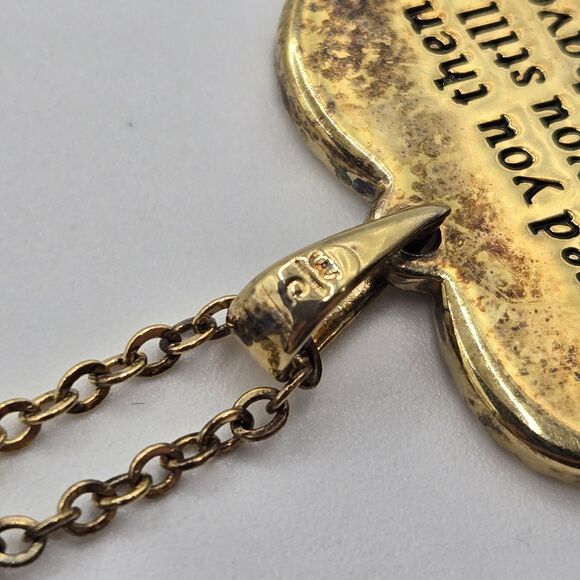 Danbury Mint Love Always Diamond Pendant Necklace 14kt Gold Plated Engraved 17" - Picture 5 of 10